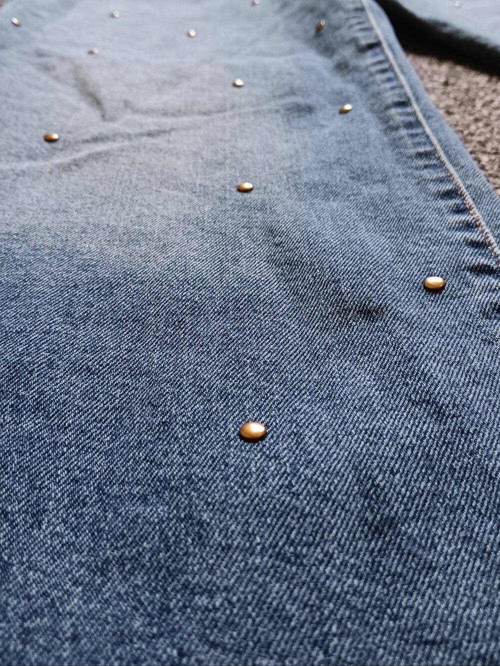 Jessica Simpson Zinnia Wide Leg Boyfriend  Blue Studded Denim Jeans Womens 4 - Picture 3 of 13